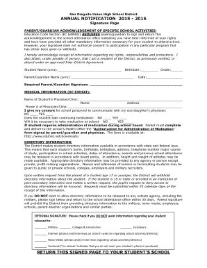 Parent Guardian Acknowledgement Form - Blank Fillable Template | Fill ...
