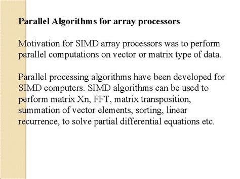 Image result for Parallel Algorithms for Array Processors