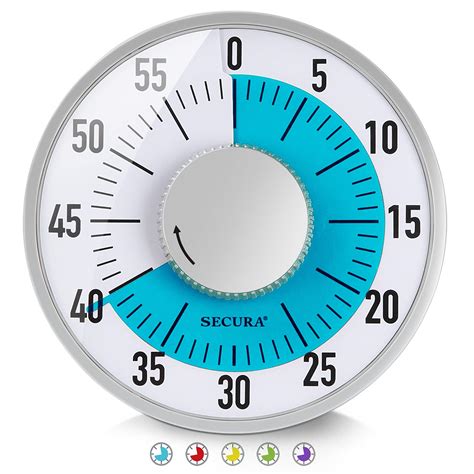 Secura 60 Minute Visual Timer 6 Inch Mechanical Countdown Timers ...