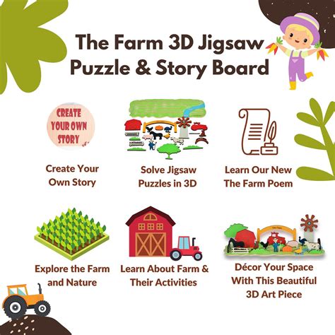 JoGenii |The Funny Mind 22 Pieces 3D The Farm Wooden Theme Board Jigsaw ...