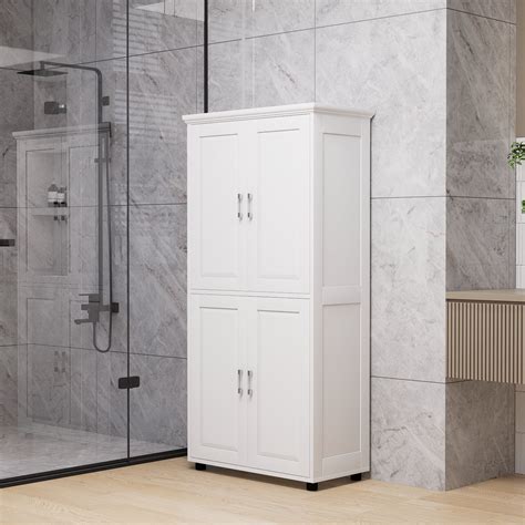 Red Barrel Studio® Tall And Wide Bathroom Floor Storage Cabinets ...