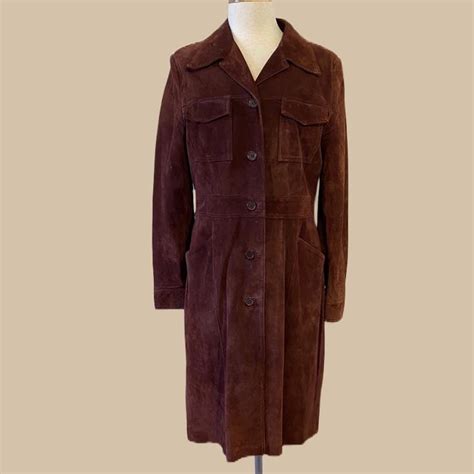 Women's Brown and Burgundy Coat | Depop