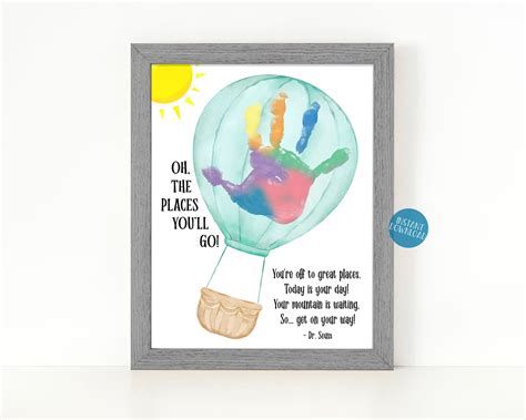 Oh the Places You'll Go Handprint Craft for Kids, Dr Seuss Crafts for ...