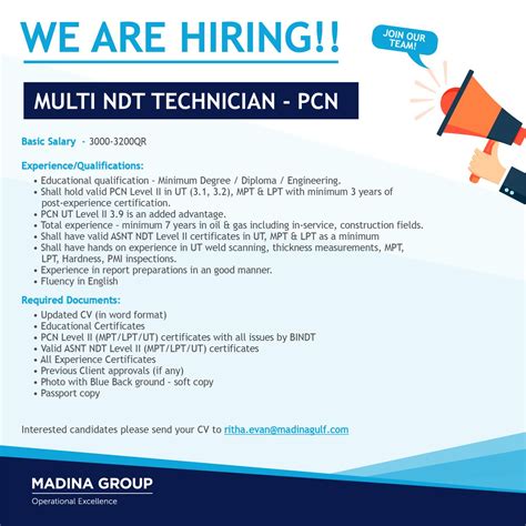 MULTI NDT TECHNICIAN JOB VACANCY IN QATAR