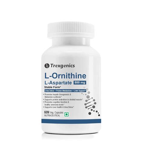 Buy Trexgenics® L-ORNITHINE Stable form as L-Aspartate 500mg Urea Detox ...