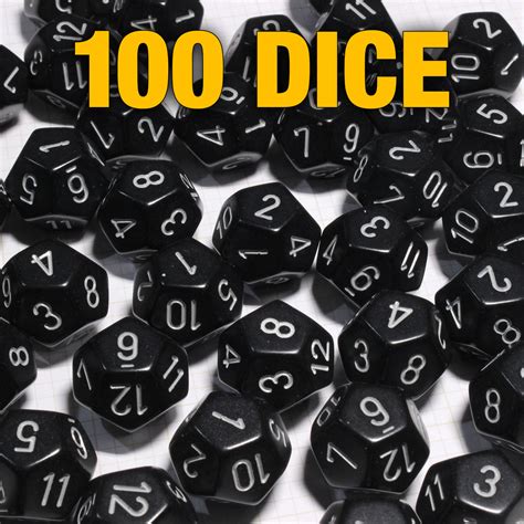 Set of 100 12-sided Opaque Black Dice | Dice Game Depot