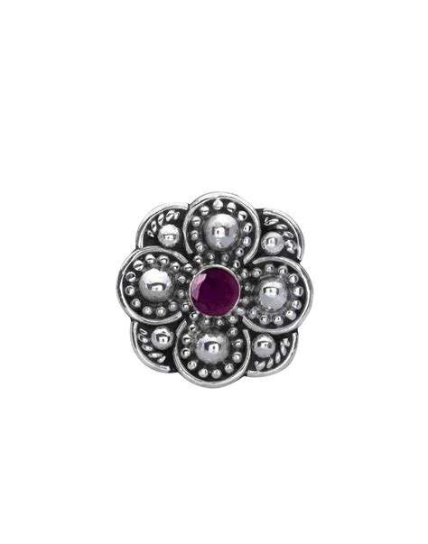 Buy Designer 92.5 Sterling Silver Ruby Nose Pin – Abhooshan