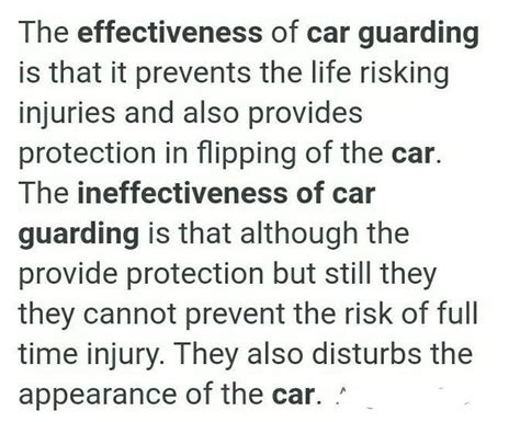 Effectiveness and ineffectiveness of car guarding - Brainly.in