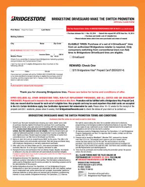 Fillable Online Bridgestone dri VegUArd MAKe tHe sWitCH ProMotion Fax ...