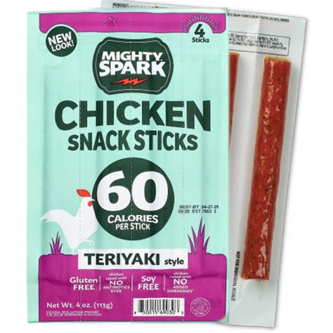 Mighty Spark Chicken Snack Sticks Terriyaki Style -- 4 oz - Vitacost