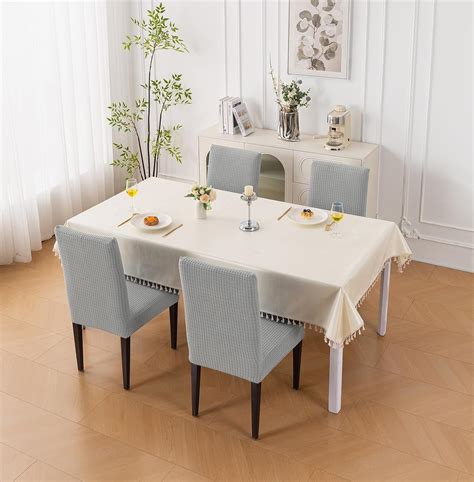 Decorative Dining Chair Cover – 220 GSM Stretch Jacquard Fabric (Grey ...