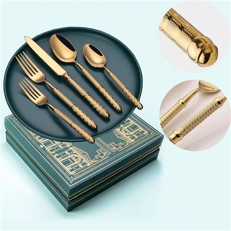 Amazon.com | Thomaso 40-piece Gold Silverware Set With Round Handle ...