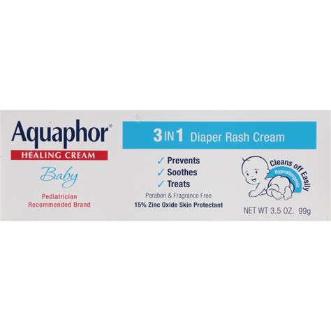 Aquaphor Baby Diaper Rash Cream, 3-in-1 Diaper Rash Relief, 3.5 Oz Tube ...