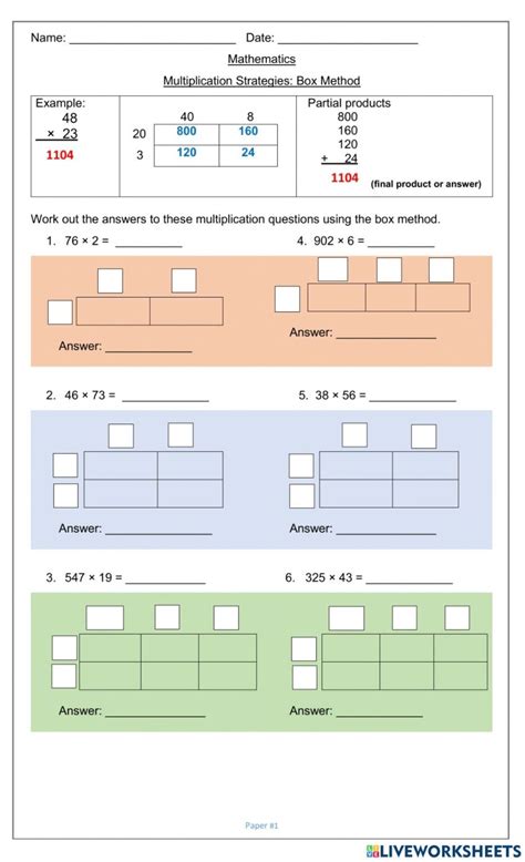 Box Method for Multipliation 的图像结果