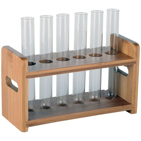 Lily's Home Bamboo Test Tube Vial Shot Glasses Holder Rack, Great as ...