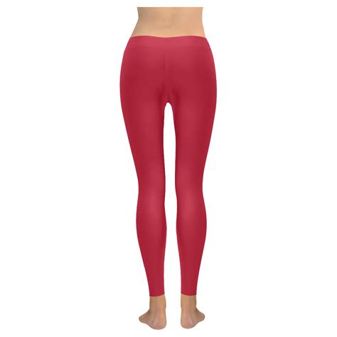 Cardinal Red Women's Low Rise Leggings (Invisible Stitch) (Model L05 ...