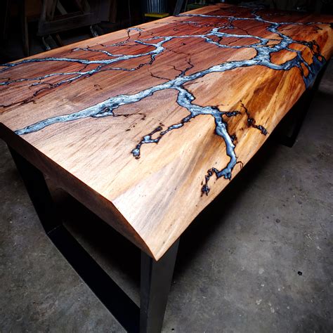 Fractal River Table Square Live Edge Coffee Table Epoxy River Fractal ...