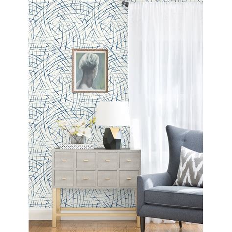 NuWallpaper 30.75-sq ft Blue Vinyl Geometric Self-adhesive Peel and ...
