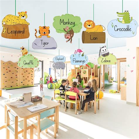 AUGTHEEP 45 Pcs Jungle Animal Cutouts Name Tags Safari Friend India | Ubuy