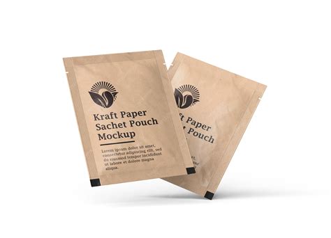 Premium PSD | Kraft paper sachet pouch package mockup