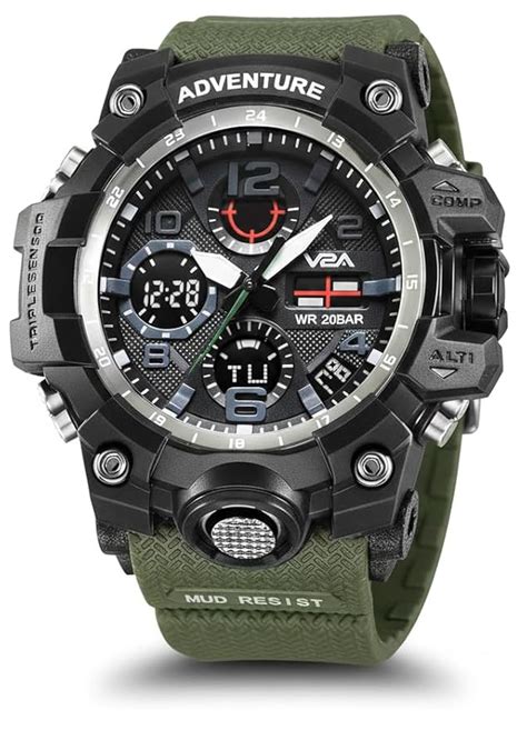 V2A Resin Military Green Chronograph Analogue And Digital Sports Watch