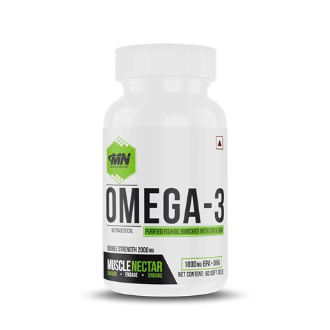 Muscle Nectar (MN) Omega 3 Fish Oil Double Strength 2000mg for Men ...