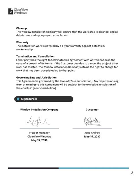 Image result for Window Installation Contract Sample