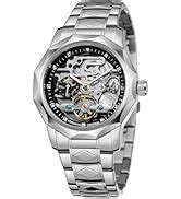 Gute Stainless Steel Men's Skeleton Mechanical Automatic Watch
