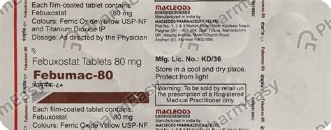 Febumac 80 MG Tablet (10): Uses, Side Effects, Price & Dosage | PharmEasy