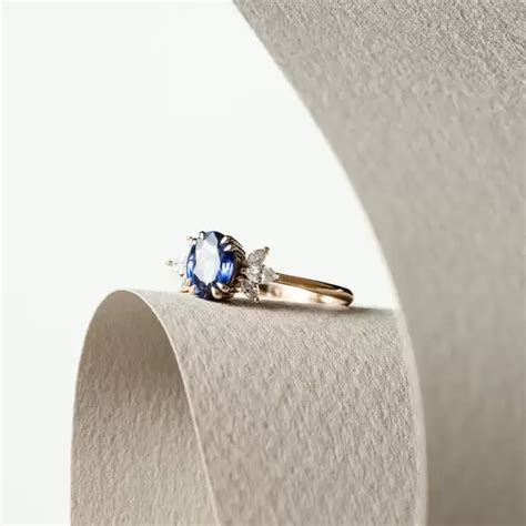 Ada 1.19 CT Sapphire and Marquise Cut Diamond Rose Gold Ring