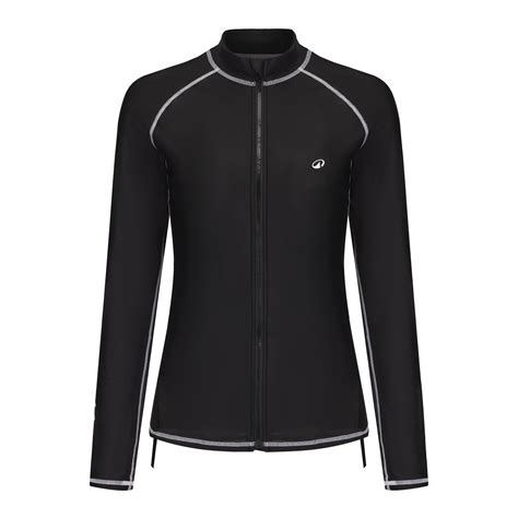 Surfing women uv protection zip top BLACK
