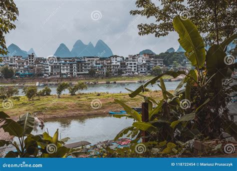Scenic Landscape at Yangshuo County of Guilin, China. View of Be Stock ...