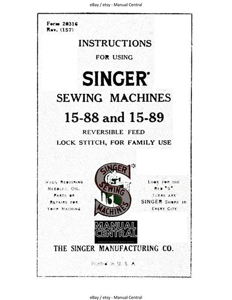 Image result for Singer Sewing Machine Model 15 Manual