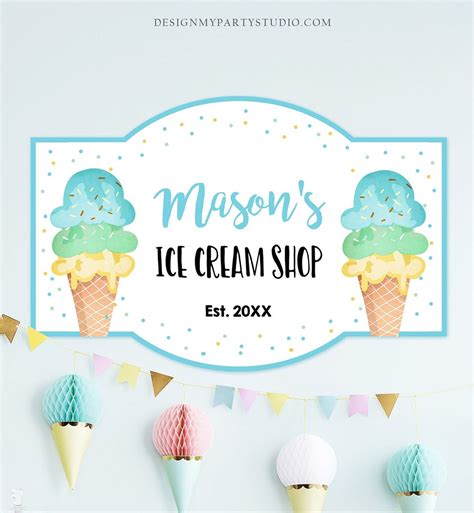 Editable Ice Cream Shop Sign Ice Cream Birthday Welcome Ice Cream ...