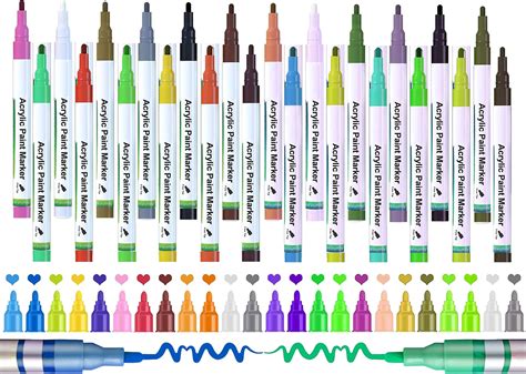 Amitasha 24 Pcs Acrylic Marker Water Color Medium Point Pens For Rock ...