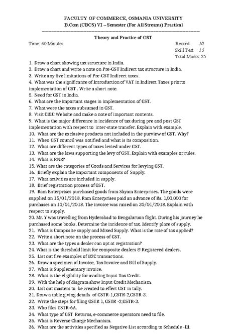 Theory and Practice of GST-Question bank - FACULTY OF COMMERCE, OSMANIA ...