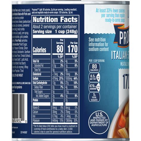 Progresso Light Italian Meatball Soup Nutrition Facts | Shelly Lighting