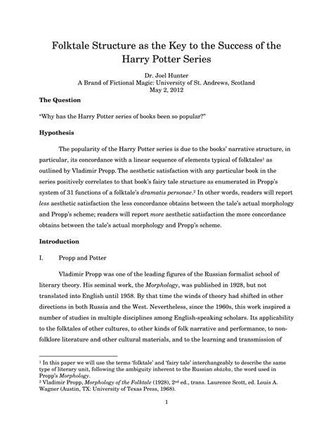 Folktale Structure as the Key to the Success of the Harry Potter Series | PDF