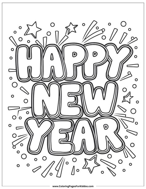 New Year's Coloring Pages: 48 Free Printable PDFs