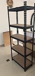 TORMETI Black Adjustable 5 Compartment Shelf Metal Shelving Unit ...