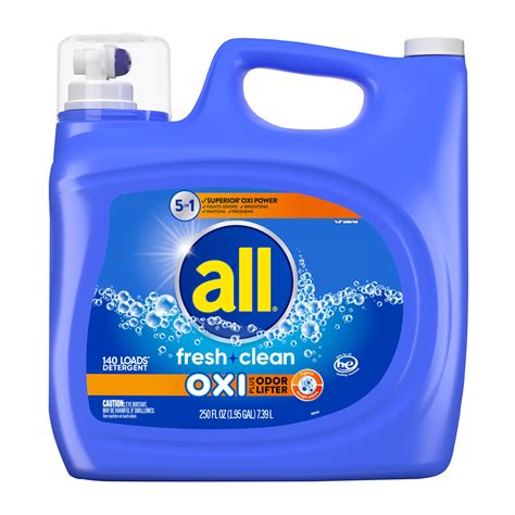 all Fresh Clean Oxi plus Odor Lifter Liquid Laundry Detergent, 250 oz ...