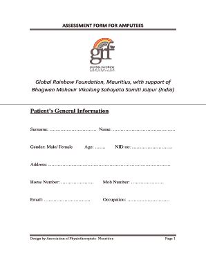 Fillable Online grftrust Amputation assessment form - Global Rainbow ...