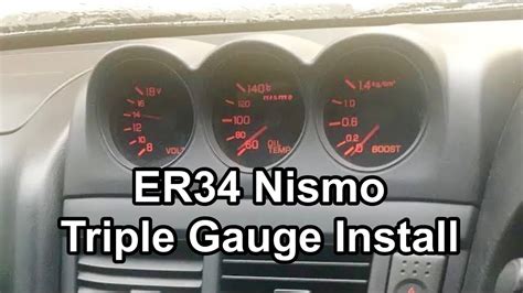 R34 Skyline Nismo triple gauge cluster installation - YouTube
