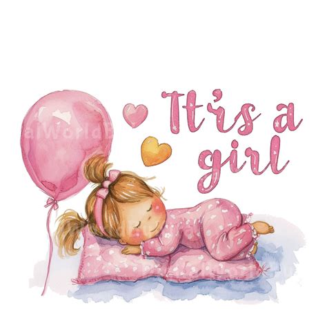 It's A Girl Png Clipart - Baby Shower Digital Illustration, Baby Girl ...