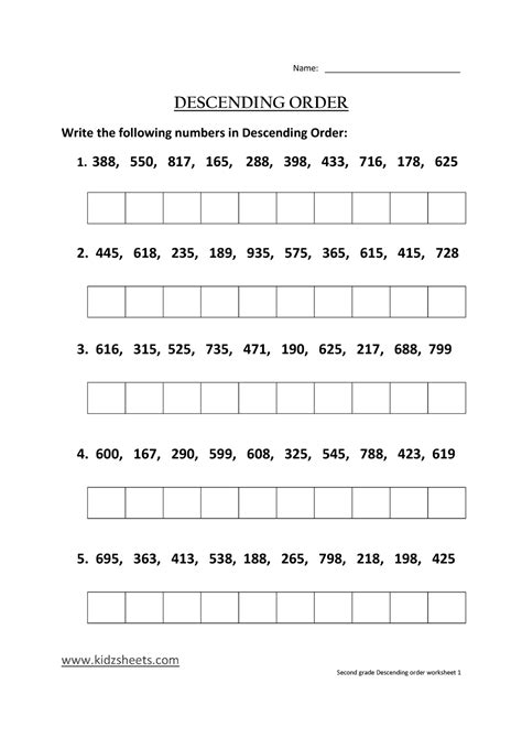 Ascending and descending order worksheet grade 1 – Artofit