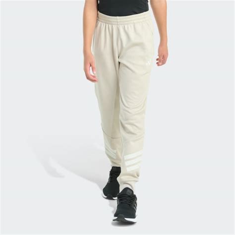 adidas Elastic Waistband Gym + Poly 3-Stripe Jogger - Beige | Free ...