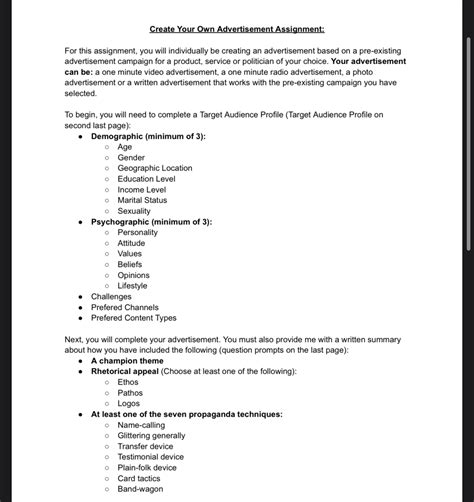 Image result for Example of Written Advertisement Assignment