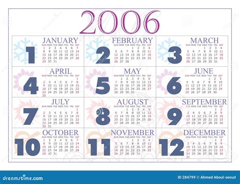 2006 kalendarz ilustracji. Ilustracja złożonej z septyczny - 284799
