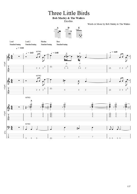 The Wailers - Three Little Birds Tab & Chords - BobMarley