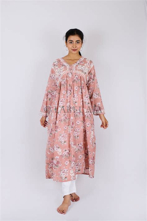 Alia mulmul chikankari anarkali kurti – Label Aja Chikankari